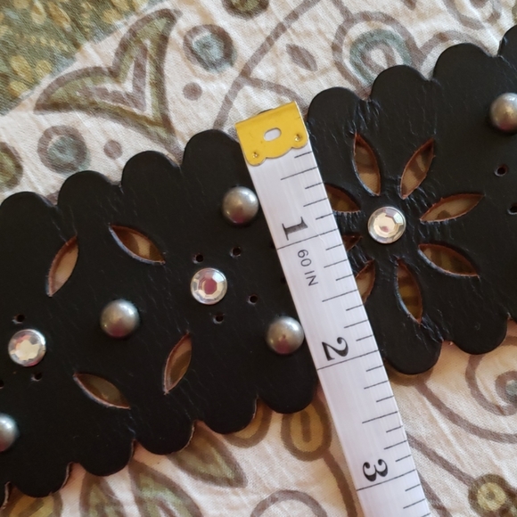 Express Leather Rhinestone/Stud Laser Cut Belt - Picture 7 of 8